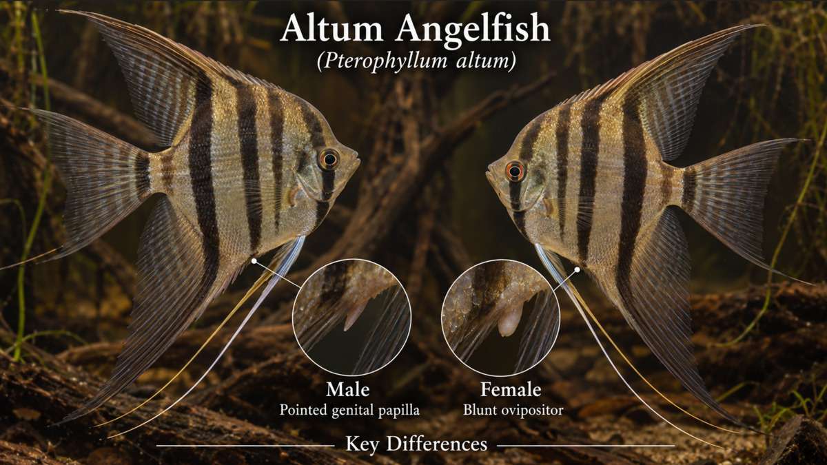Male vs Female Altum Angelfish comparison showing key differences