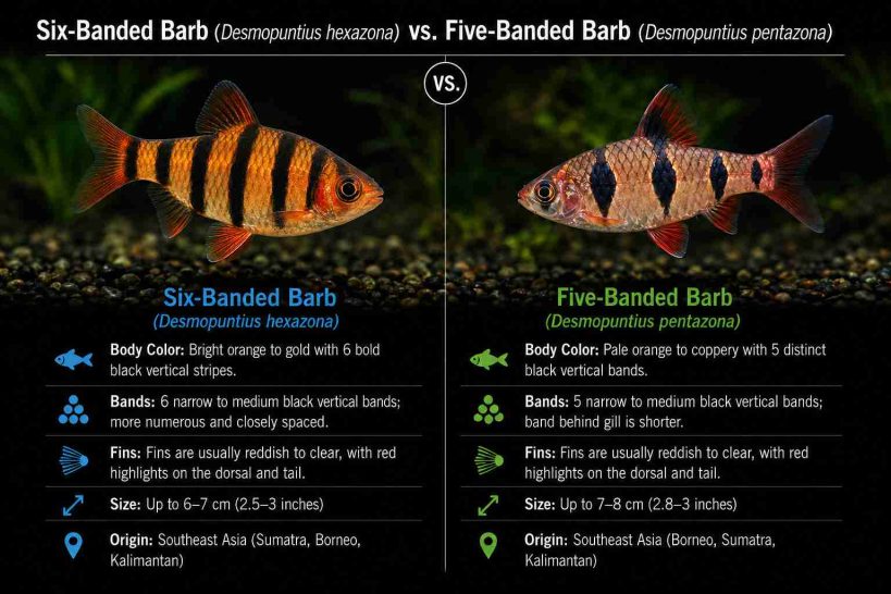 Five-Banded Barb vs Six-Banded Barb